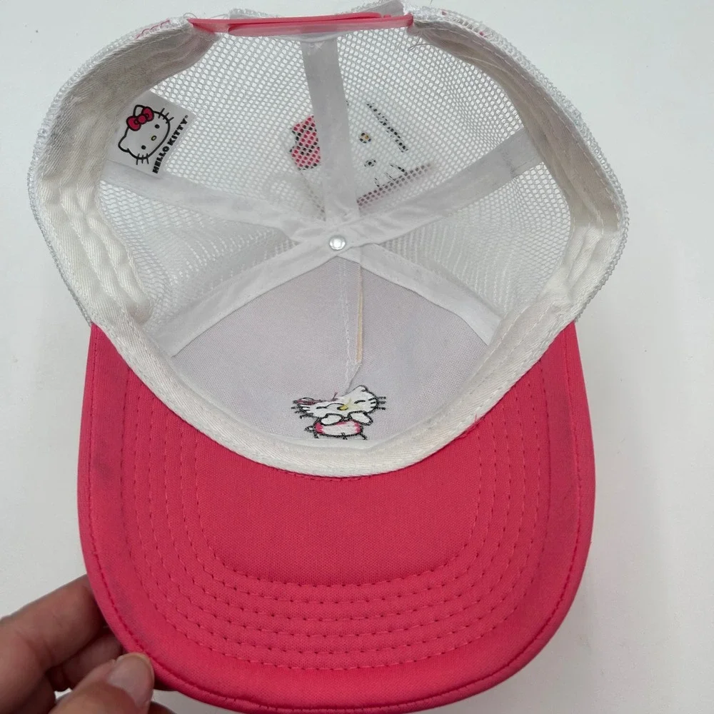 Hello Kitty Sanrio Always Kind Trucker Hat Pink Cream Mesh Snapback Cap NWT - Picture 10 of 14